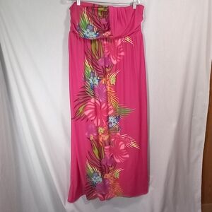 Lane Bryant Pink Floral Strapless Maxi Dress Size 14/16
